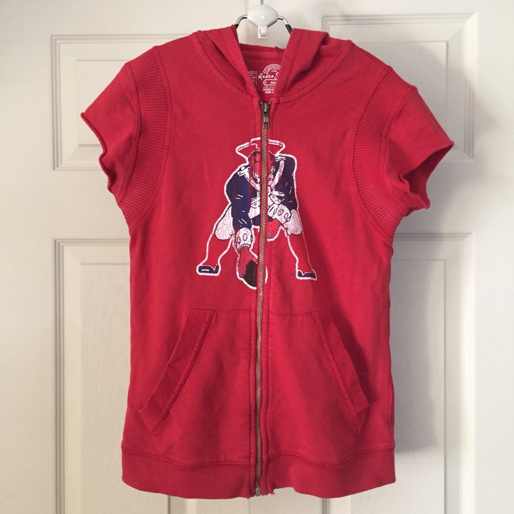 Reebok Vintage New England Patriots Short Sleeve Hooded Zip Up